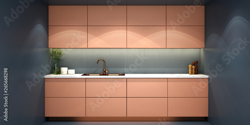 kitchen interior design in modern style 3d rendering 3d illustration