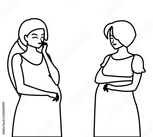 couple of beautiful pregnancy women characters