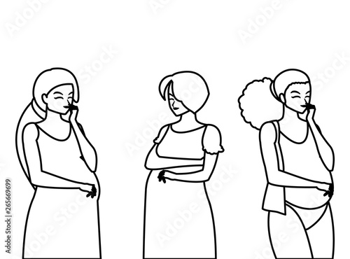 group of beautiful pregnancy women characters