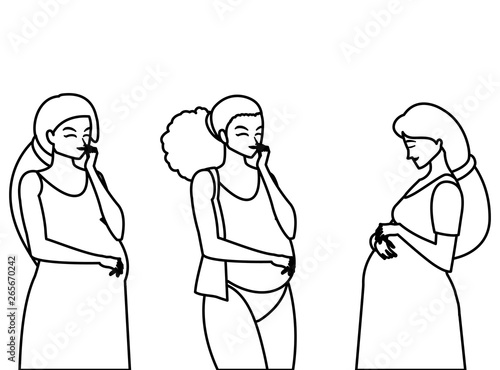 group of beautiful pregnancy women characters