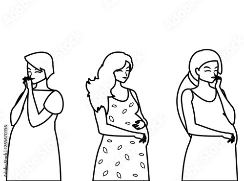 group of beautiful pregnancy women characters