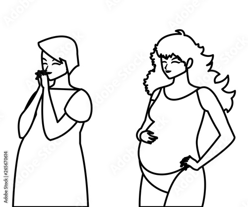 couple of beautiful pregnancy women characters