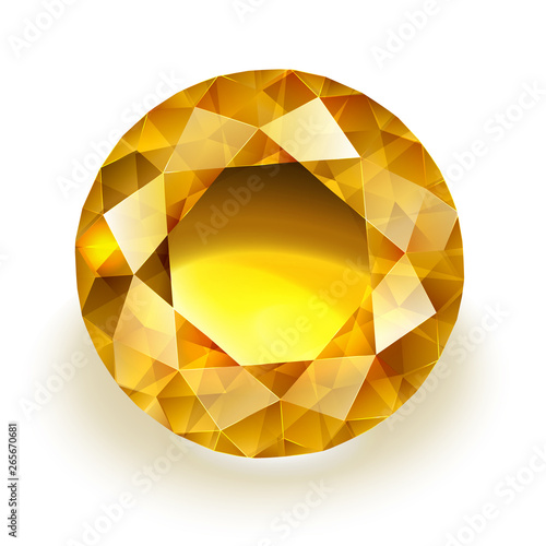 Amber colored sparkling diamond - round yellow sapphire illustration