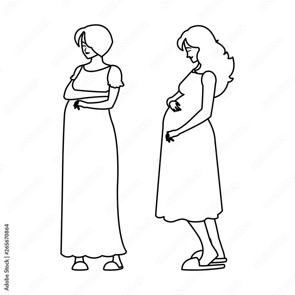 couple of beautiful pregnancy women characters couple of beautiful pregnancy women characters