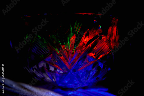 crystal vase background with colorful lights