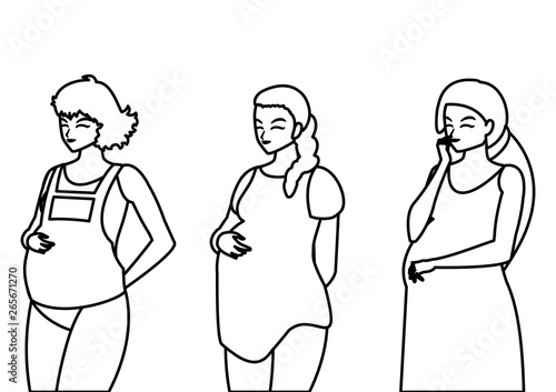 group of beautiful pregnancy women characters