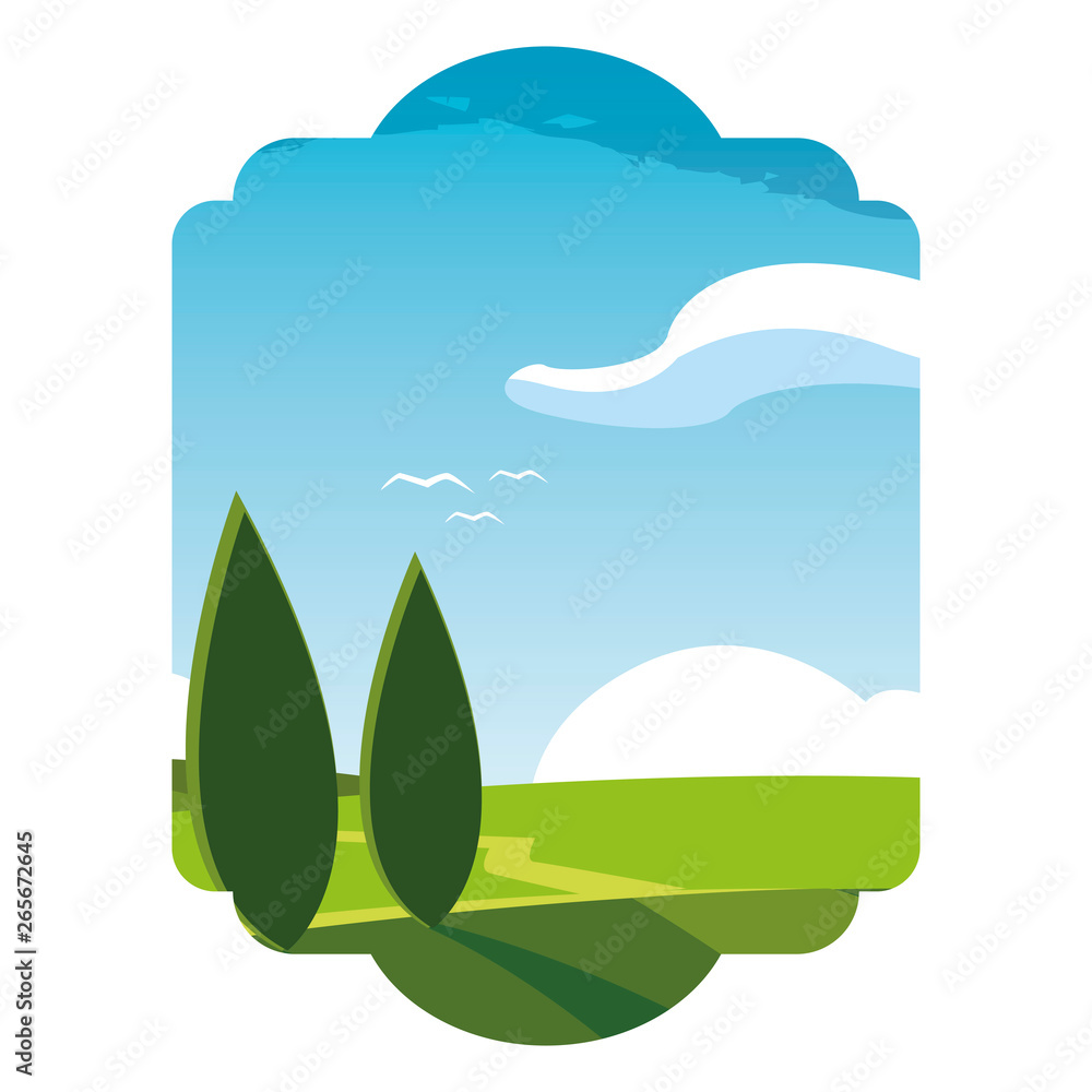 Obraz premium field camp landscape scene