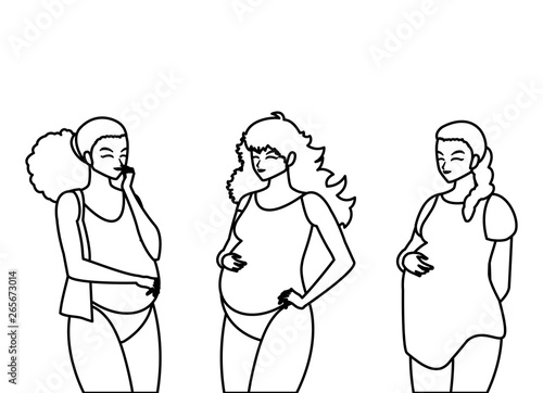 group of beautiful pregnancy women characters