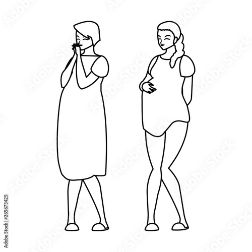 couple of beautiful pregnancy women characters
