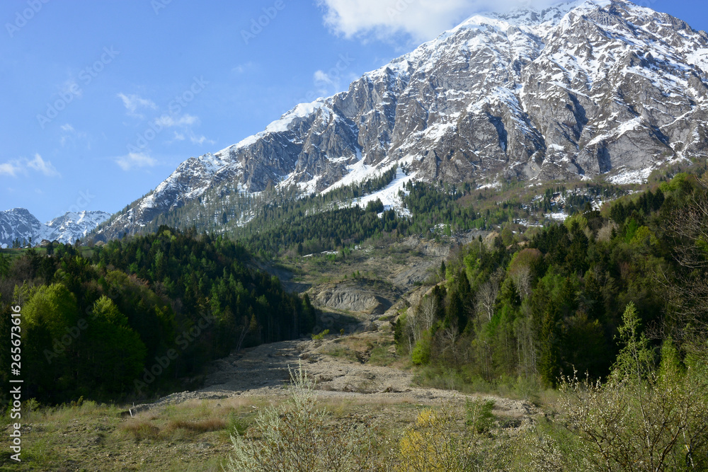 the landslide on the Tessina stream, in Chies d'Alpago, in Belluno, Italy