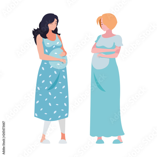 couple of beautiful pregnancy women characters