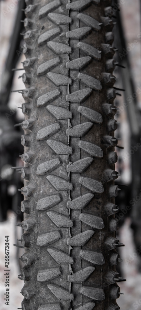 Fototapeta premium Close up details of dirty, muddy, dusty, stained bicycle parts