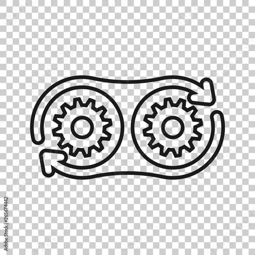 Development icon in transparent style. Devops vector illustration on isolated background. Cog with arrow business concept.