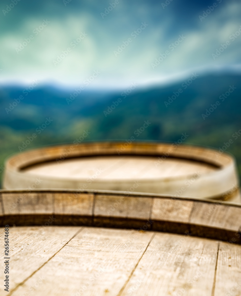 Barrels background of free space for your decoration and summer time 