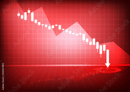 Vector : Decreasing business graph on red background