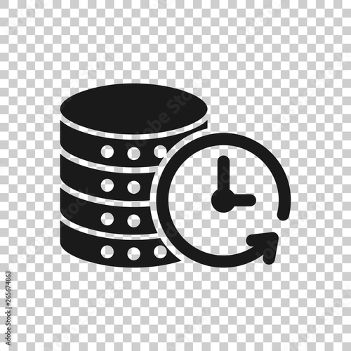 Data center icon in transparent style. Clock vector illustration on isolated background. Watch business concept.
