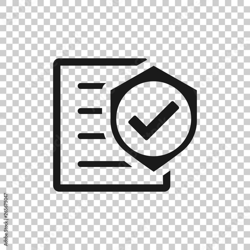 Insurance policy icon in transparent style. Report vector illustration on isolated background. Document business concept.
