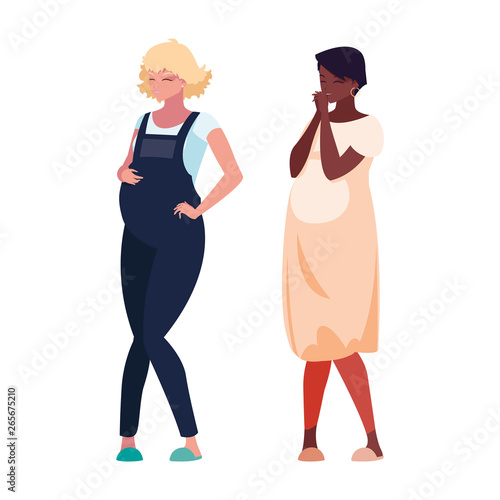 interracial couple of pregnancy women characters