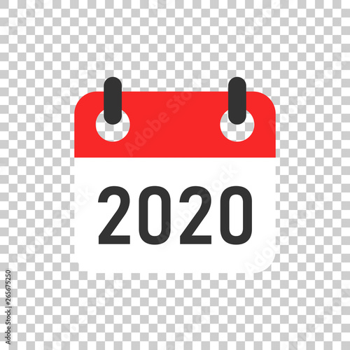 Calendar 2020 organizer icon in transparent style. Appointment event vector illustration on isolated background. Month deadline business concept.