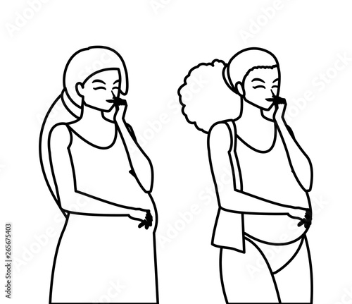 couple of beautiful pregnancy women characters