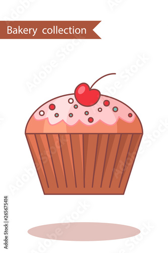 Bakery collection. Colored icon cake. In trendy flat style isolated on white background.