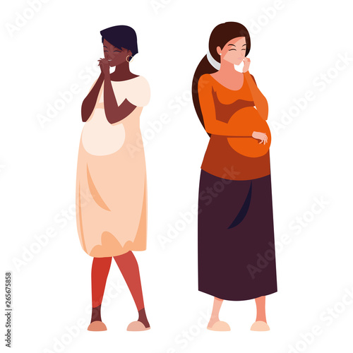 interracial couple of pregnancy women characters