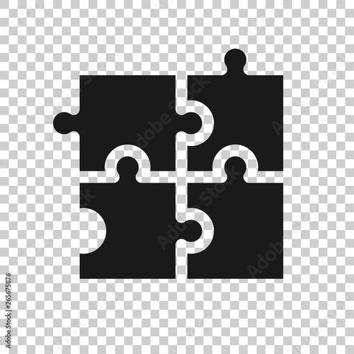Puzzle compatible icon in transparent style. Jigsaw agreement vector illustration on isolated background. Cooperation solution business concept.