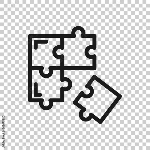 Puzzle compatible icon in transparent style. Jigsaw agreement vector illustration on isolated background. Cooperation solution business concept.