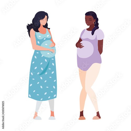 interracial couple of pregnancy women characters