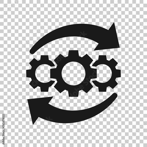 Operation project icon in transparent style. Gear process vector illustration on isolated background. Technology produce business concept.