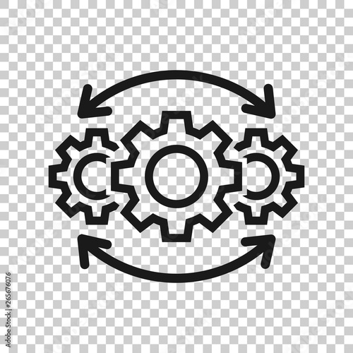 Operation project icon in transparent style. Gear process vector illustration on isolated background. Technology produce business concept.