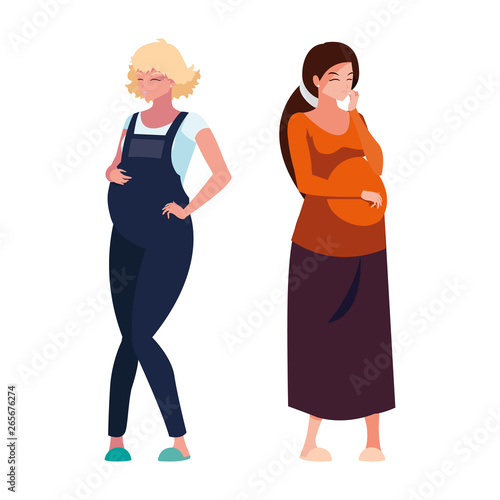 couple of beautiful pregnancy women characters