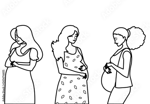 group of beautiful pregnancy women characters
