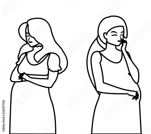 couple of beautiful pregnancy women characters