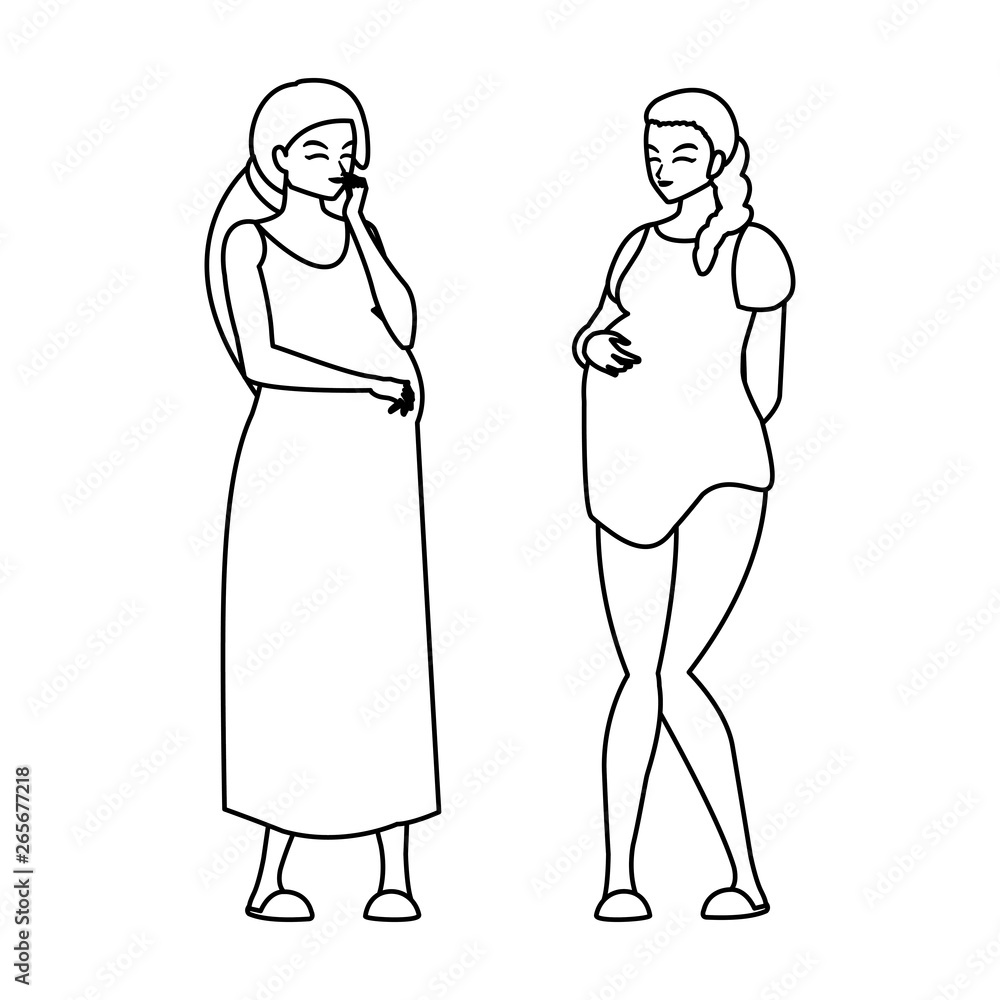 couple of beautiful pregnancy women characters couple of beautiful pregnancy women characters
