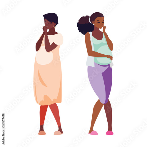 couple of afro pregnancy women characters