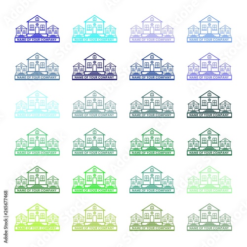 Three houses logotypes in different colors set 2