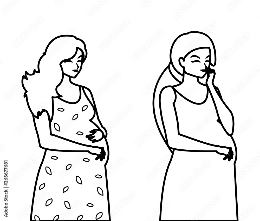 couple of beautiful pregnancy women characters couple of beautiful pregnancy women characters