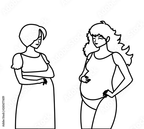 couple of beautiful pregnancy women characters
