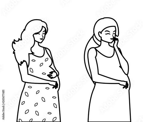 couple of beautiful pregnancy women characters