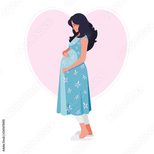 beautiful pregnancy woman in heart character