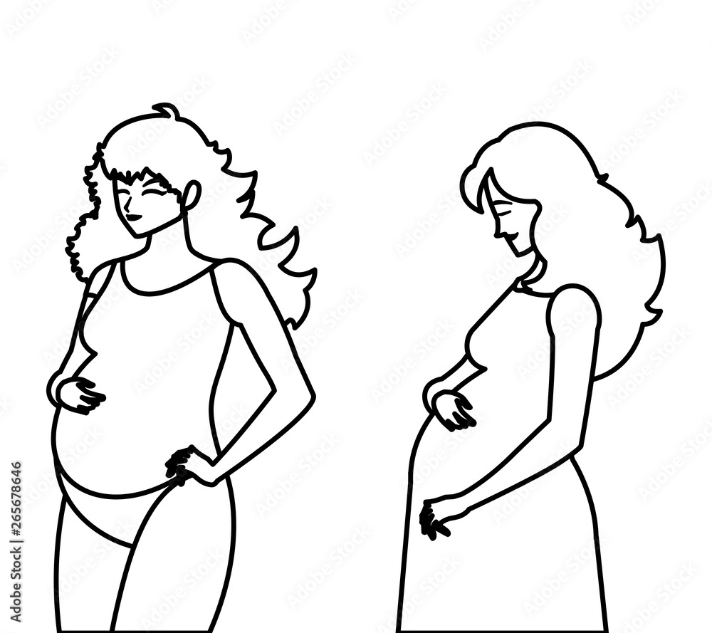 couple of beautiful pregnancy women characters couple of beautiful pregnancy women characters
