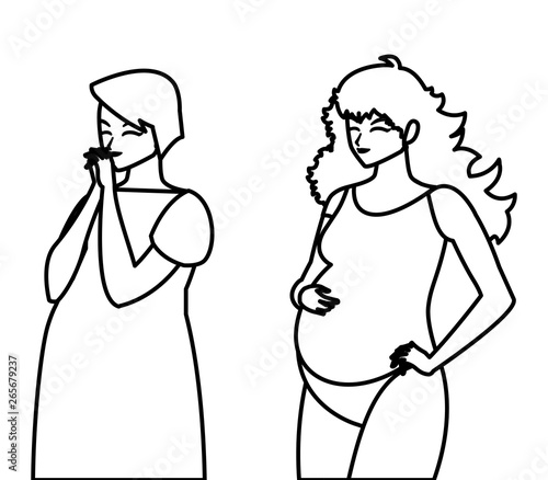 couple of beautiful pregnancy women characters