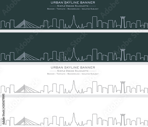 Bangkok Single Line Skyline Banner