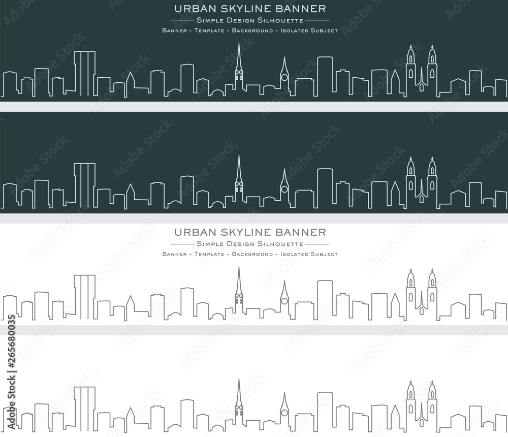 Zurich Single Line Skyline Banner Zurich Single Line Skyline Banner
