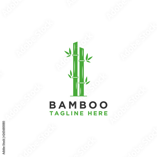The logo  label  or symbol of the vector  hand-drawn green bamboo plants. The concepts for spa and beauty salons  Asian massage  cosmetic packages  furniture materials. - Vector