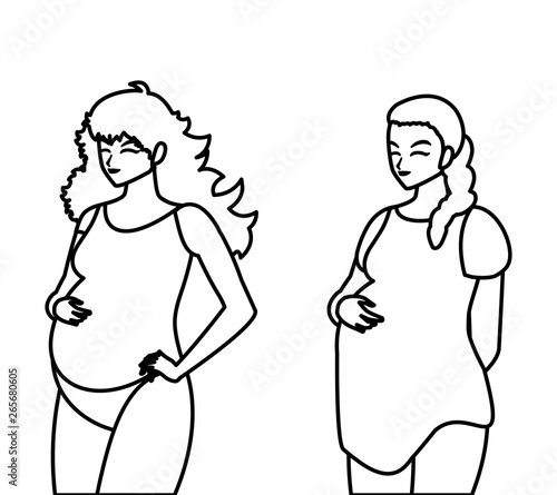 couple of beautiful pregnancy women characters