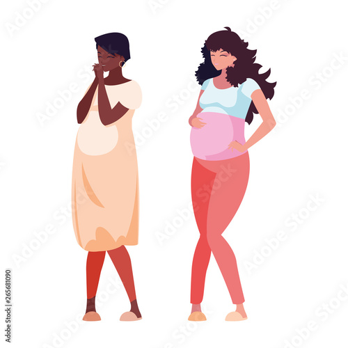 interracial couple of pregnancy women characters