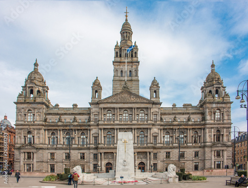 Glasgow Cenotaph War memorial in front of Glasgow City Council George Square Glasgow Scotland