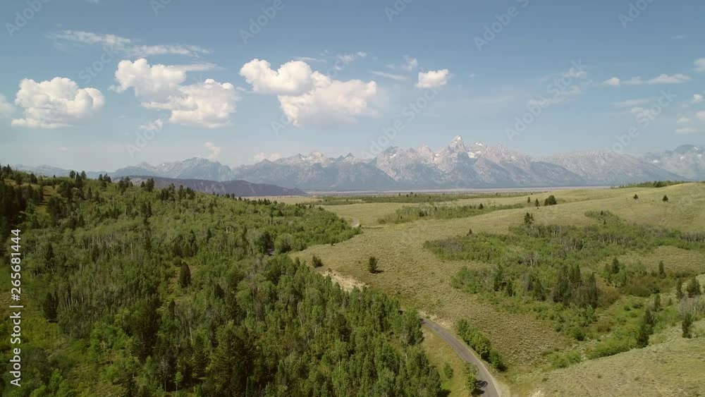 Aerial dolly shot of Grand Tetons National Park Mountain Range Aerial dolly shot of Grand Tetons National Park Mountain Range